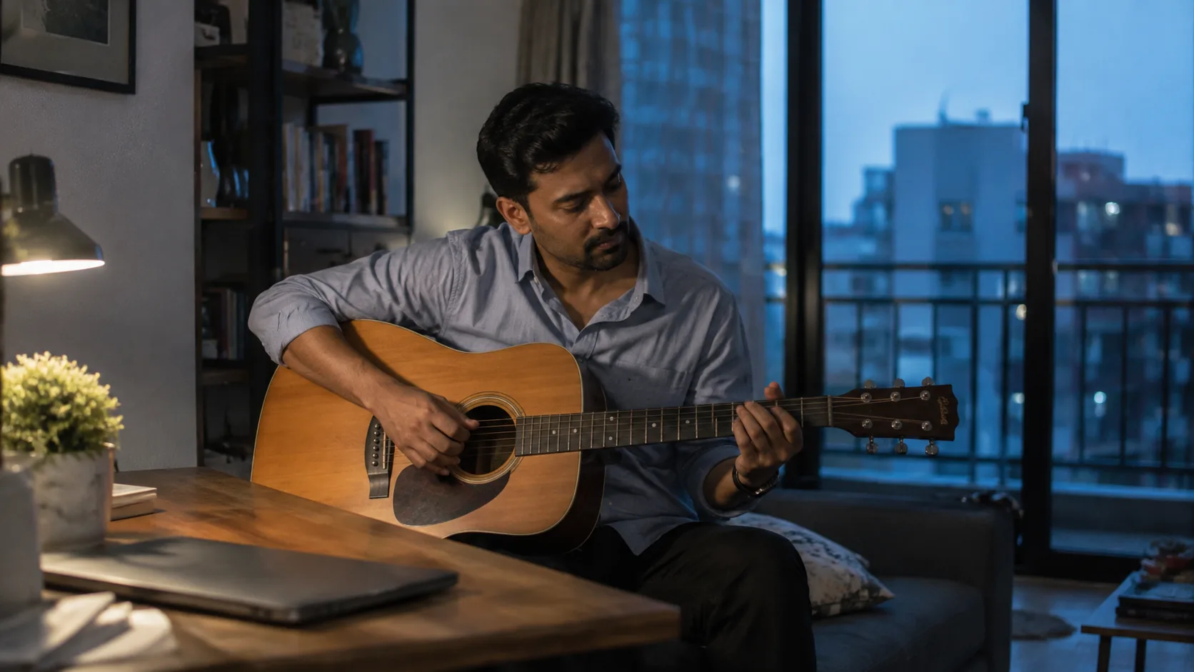 Working professional learning guitar with a mentor