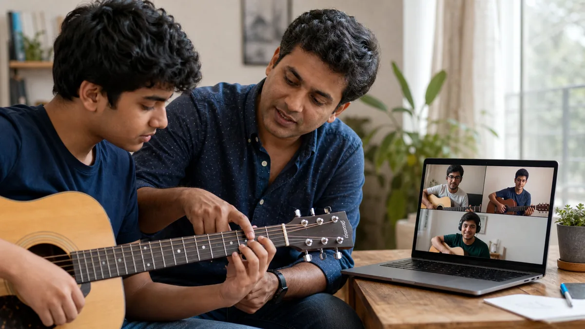 Individual feedback compared with a small online guitar group